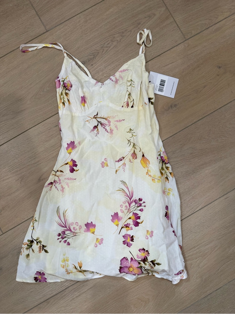 Princess Polly White Mini Slip Dress with Pink & Yellow Floral Print